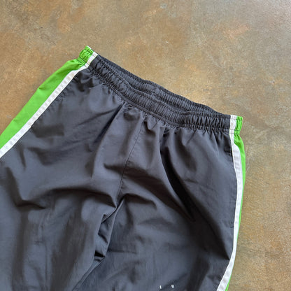 Nike Womens Baggy Track Pants Black Green Cotton Lined Y2K 00's - Womens XL