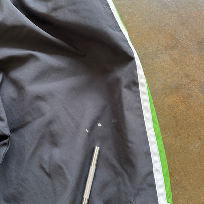 Nike Womens Baggy Track Pants Black Green Cotton Lined Y2K 00's - Womens XL