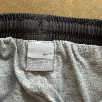 Nike Womens Baggy Track Pants Black Green Cotton Lined Y2K 00's - Womens XL