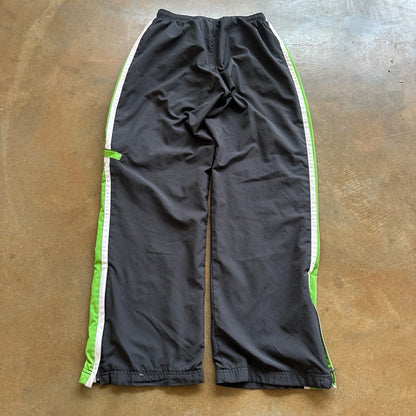 Nike Womens Baggy Track Pants Black Green Cotton Lined Y2K 00's - Womens XL