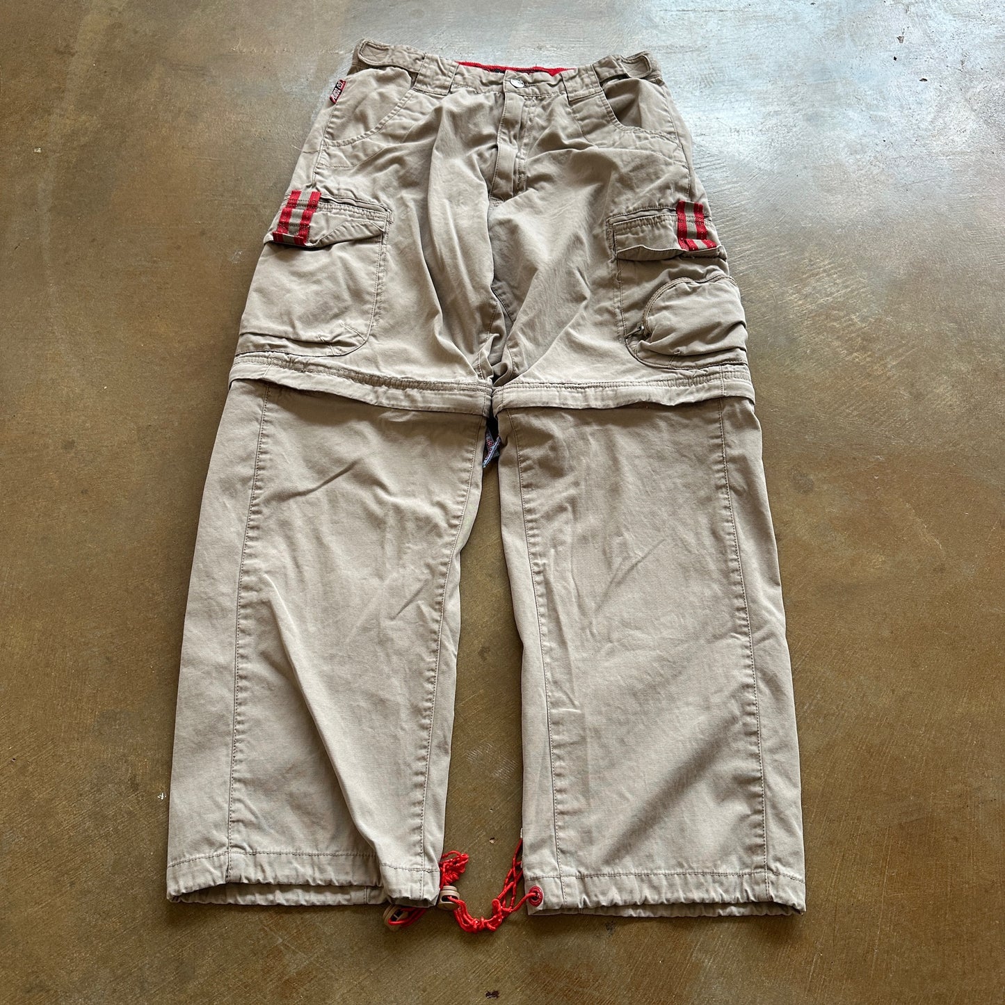 Plugg Co Utility Parachute Pants Convertible Rave Baggy Skater Y2K 00's - 29