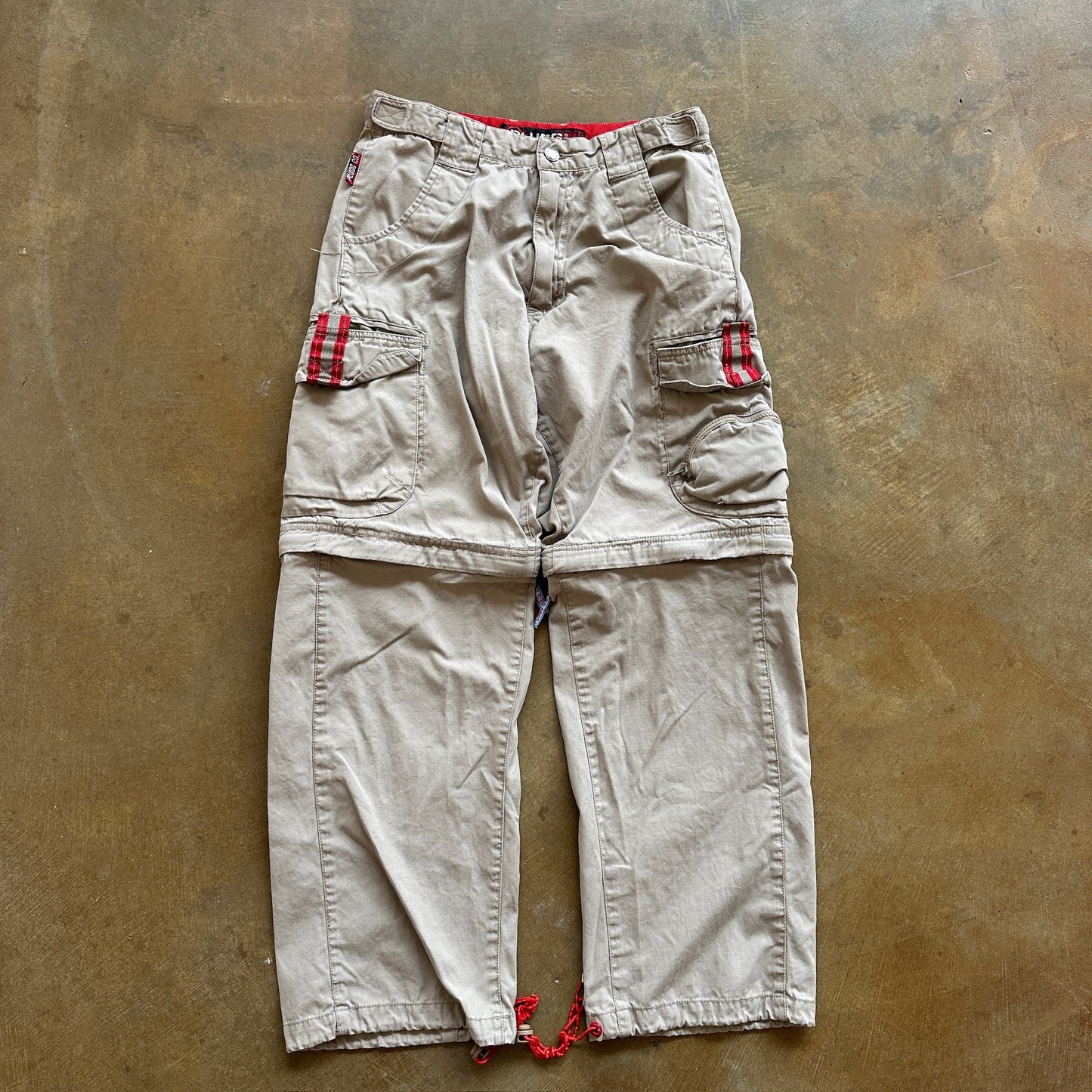 Plugg Co Utility Parachute Pants Convertible Rave Baggy Skater Y2K 00's - 29