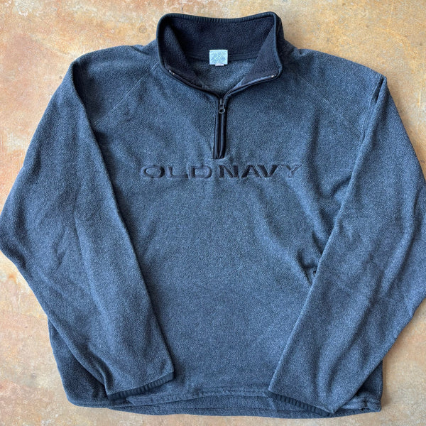 Old Navy Spellout Embroidered 1/4 Zip Fleece Jacket 00's - 2XL