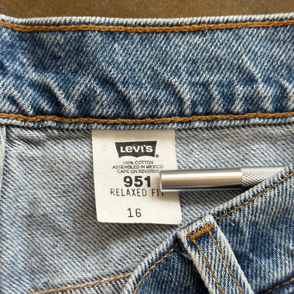 Levis 951 Relaxed Fit Baggy Orange Tab Womens Denim Jean Shorts 90's - 16