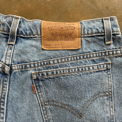 Levis 951 Relaxed Fit Baggy Orange Tab Womens Denim Jean Shorts 90's - 16