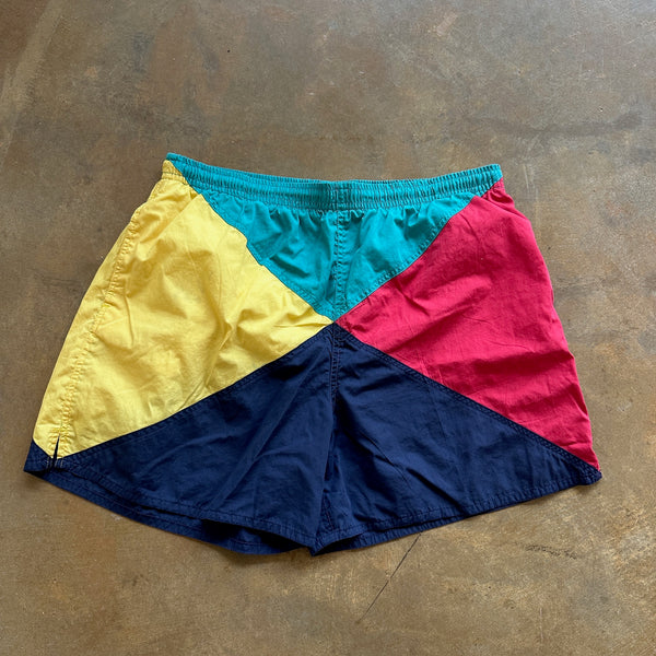 Pacific Connections Mesh Lined Swim Trunks Colorblock Colorful 90's - XL