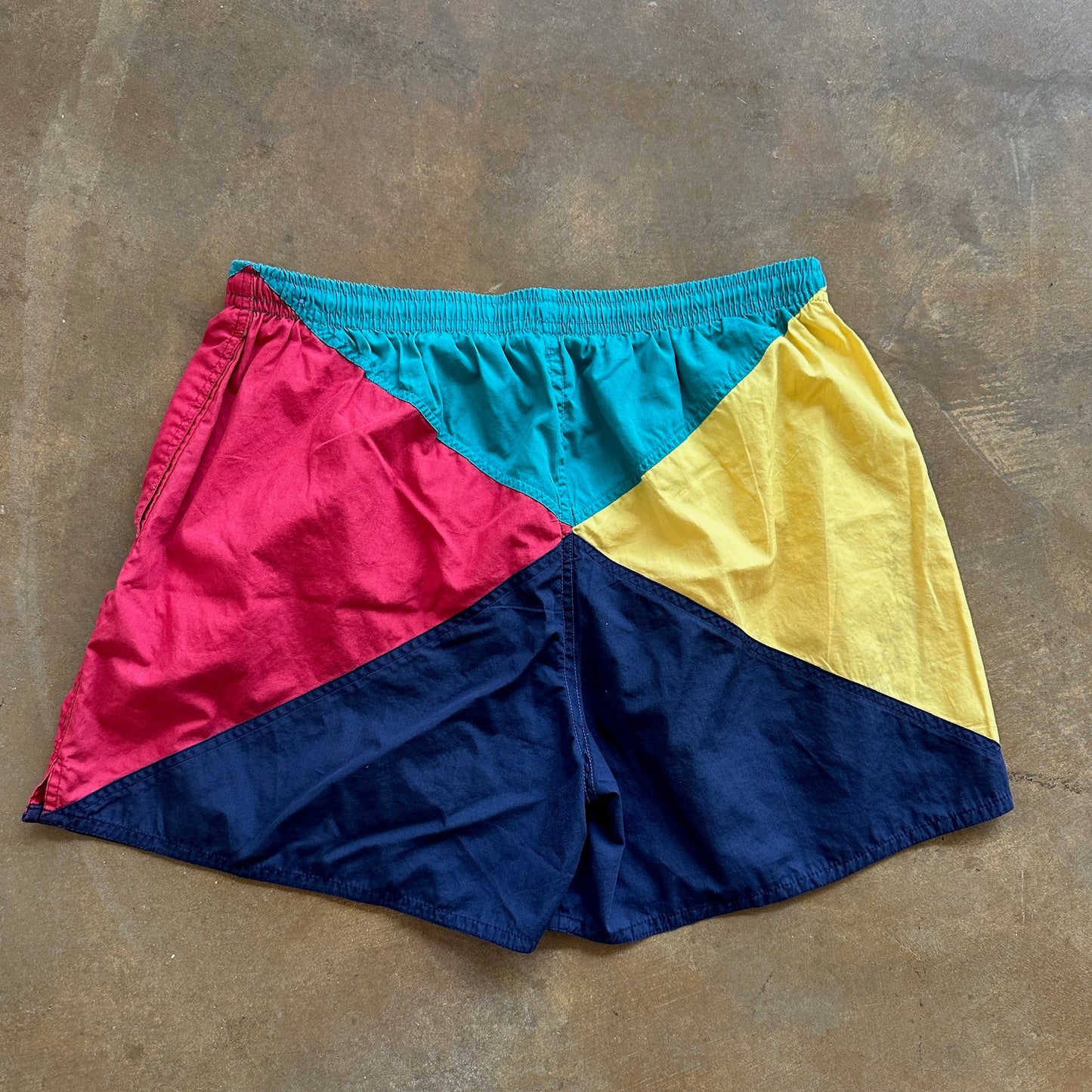 Pacific Connections Mesh Lined Swim Trunks Colorblock Colorful 90's - XL