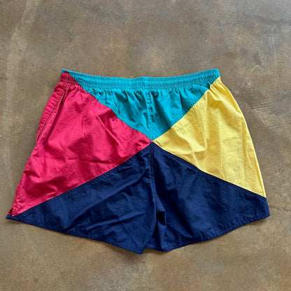 Pacific Connections Mesh Lined Swim Trunks Colorblock Colorful 90's - XL