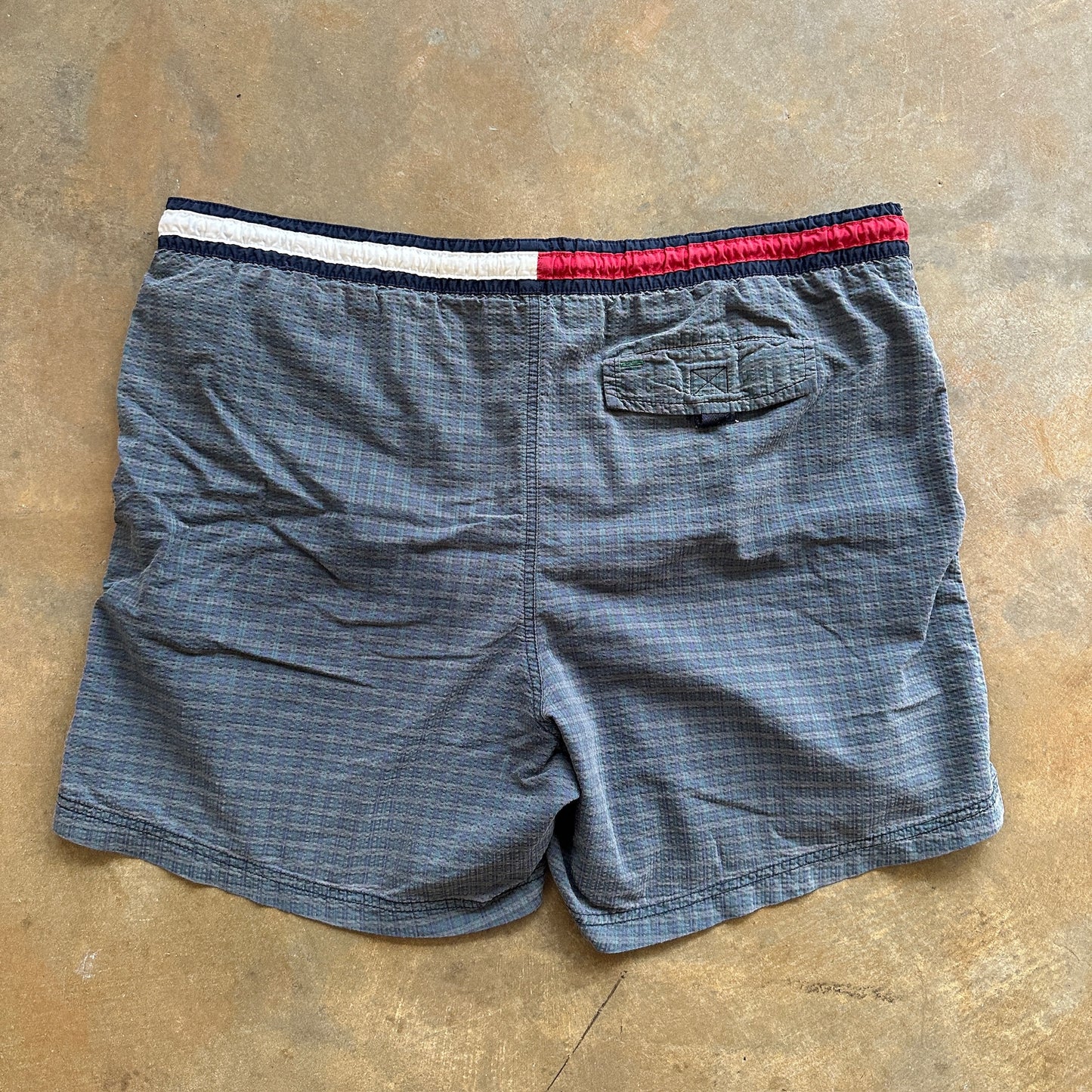 Tommy Hilfiger Big Flag Swim Trunks Seersucker Bottoms 90's - L