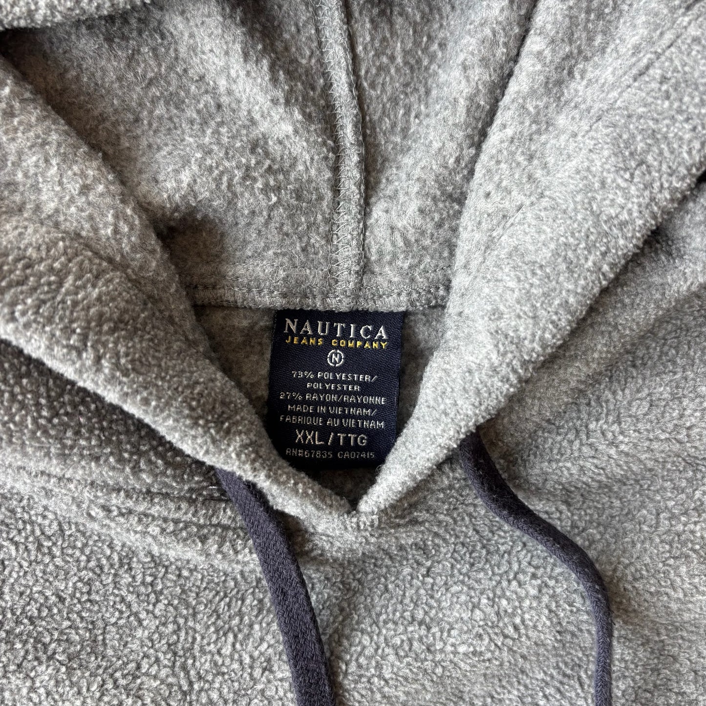 Nautica Jeans Company Circle Logo Embroidered Fleece Hoodie Sweatshirt 00's - 2XL