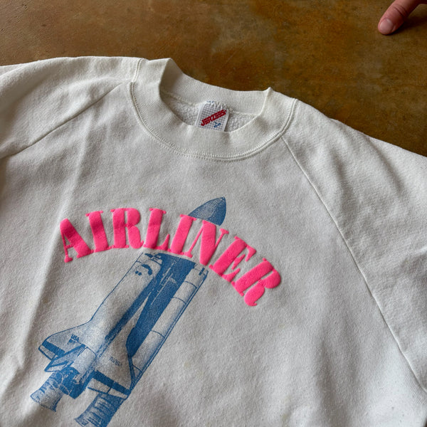 Airliner Bar & Grill Spaceship Rocket Graphic Sweatshirt Crewneck 90's - M hover