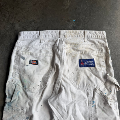 Dickies Paint Splatter Sherwin Williams White 3/4 Pants 00's - 32