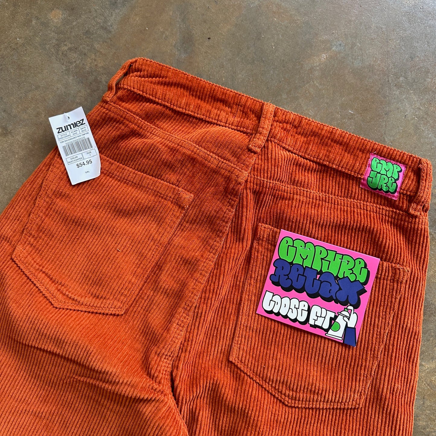 Empyre Corduroy Skater Baggy Loose Fit Womens Orange Tori Pants - 4