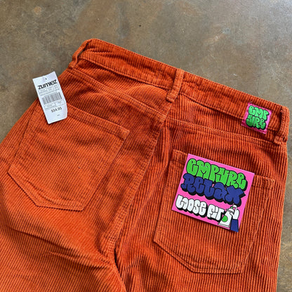 Empyre Corduroy Skater Baggy Loose Fit Womens Orange Tori Pants - 4