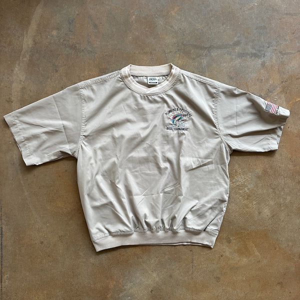 Bass Fishing Tournament Wind Jacket Beige Cream Embroidered 90's - L