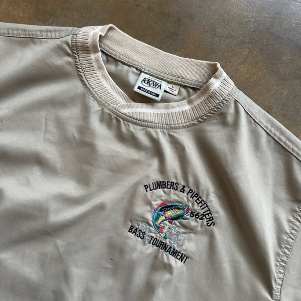 Bass Fishing Tournament Wind Jacket Beige Cream Embroidered 90's - L hover