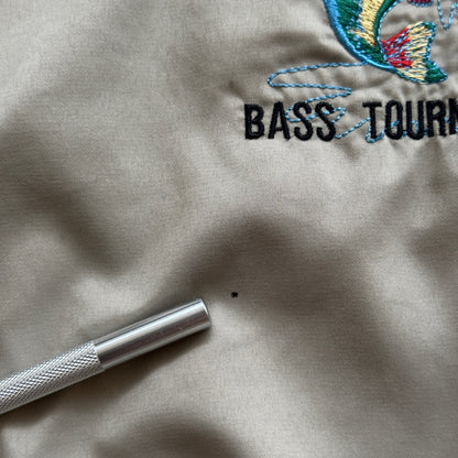 Bass Fishing Tournament Wind Jacket Beige Cream Embroidered 90's - L