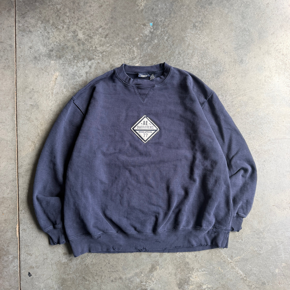Faded Distressed American Eagle Boxy Sweatshirt - XL