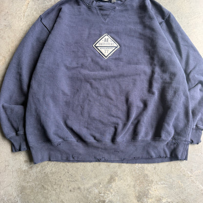 Faded Distressed American Eagle Boxy Sweatshirt - XL