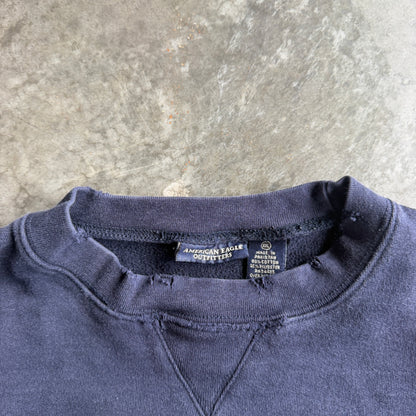 Faded Distressed American Eagle Boxy Sweatshirt - XL
