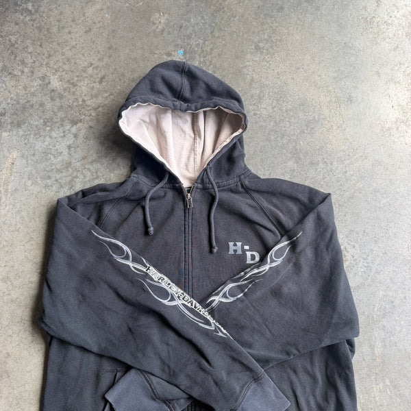 Harley Davidson Tribal Flame Full Zip Hooded Jacket 00's - XL hover