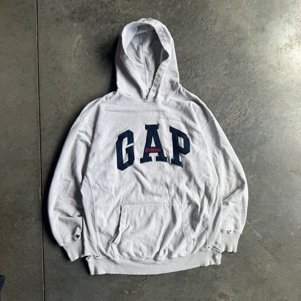 Distressed Thrashed Gap Athletic Embroidered Hoodie 90's - L