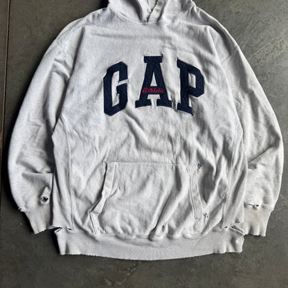 Distressed Thrashed Gap Athletic Embroidered Hoodie 90's - L