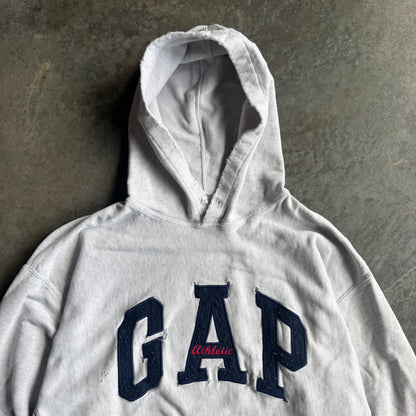 Distressed Thrashed Gap Athletic Embroidered Hoodie 90's - L