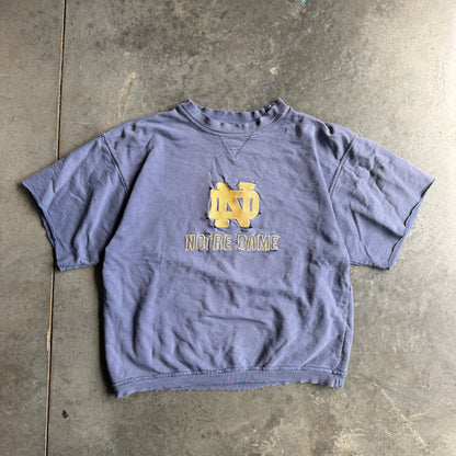 Notre Dame Cutoff Sweatshirt Distressed Sun Faded 90's - L
