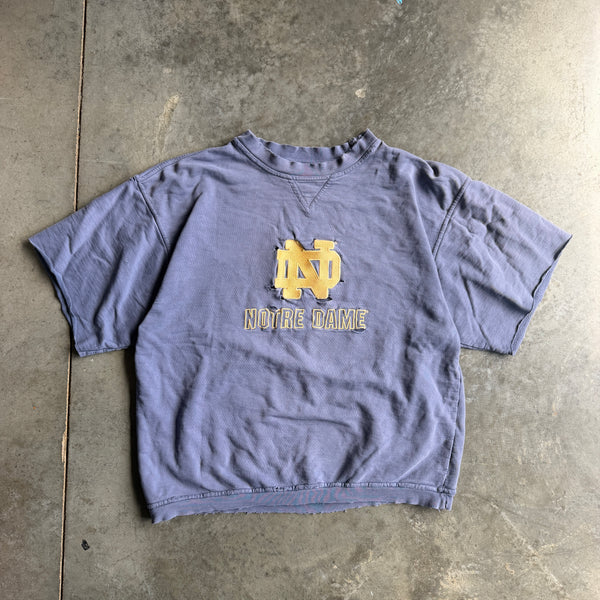 Notre Dame Cutoff Sweatshirt Distressed Sun Faded 90's - L