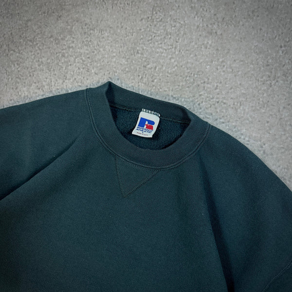 Russell Athletic Blank Sweatshirt Crewneck Green USA Made 90's - L hover