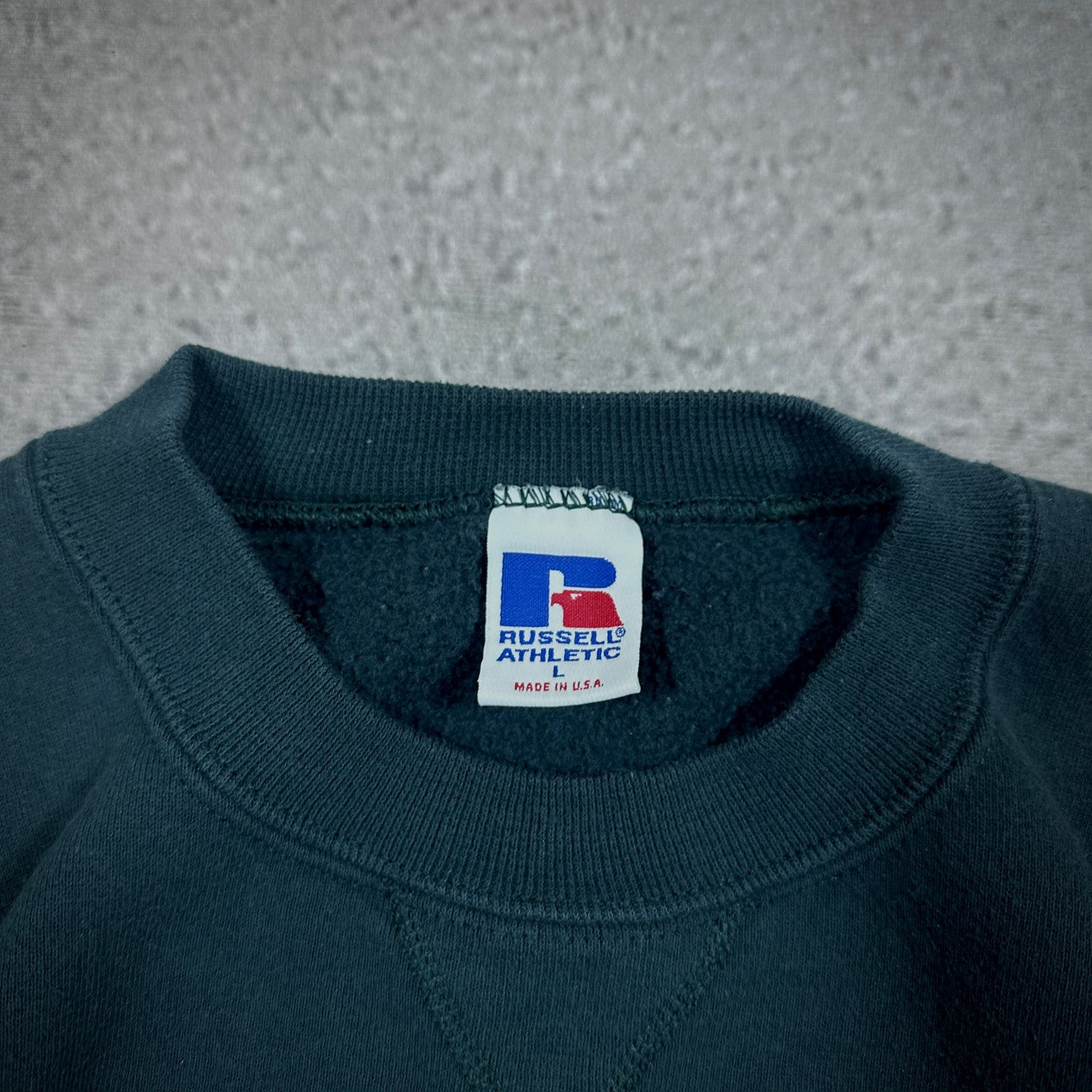 Russell Athletic Blank Sweatshirt Crewneck Green USA Made 90's - L