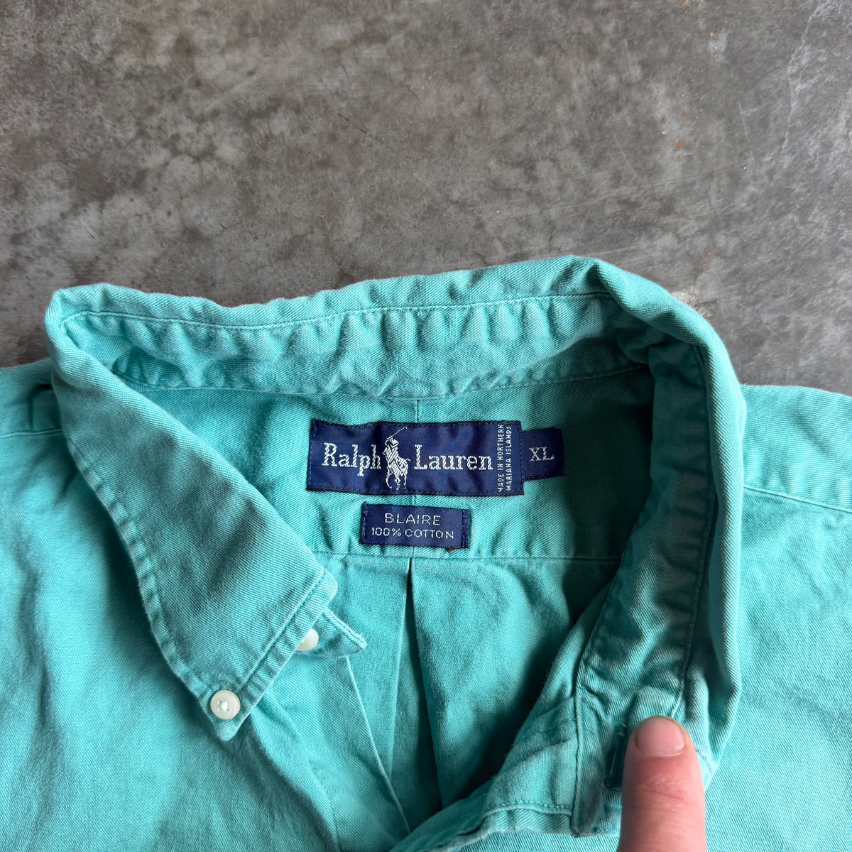 Polo Ralph Lauren Blaire Teal Short Sleeve Button Down Shirt 90's - XL