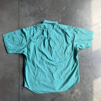 Polo Ralph Lauren Blaire Teal Short Sleeve Button Down Shirt 90's - XL