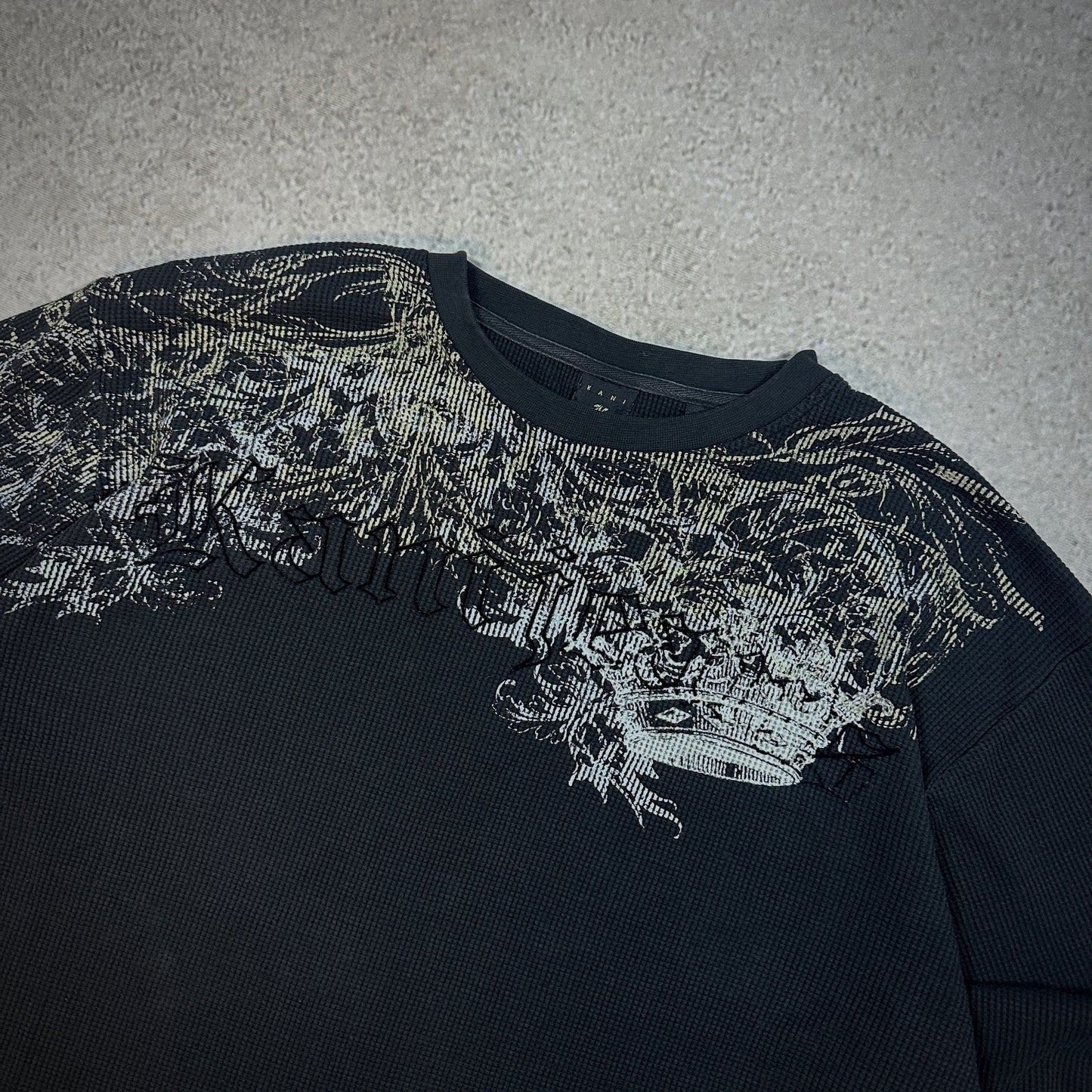 Kani Long Sleeve Thermal Waffle Shirt Y2K Affliction Style 00's - 2XL