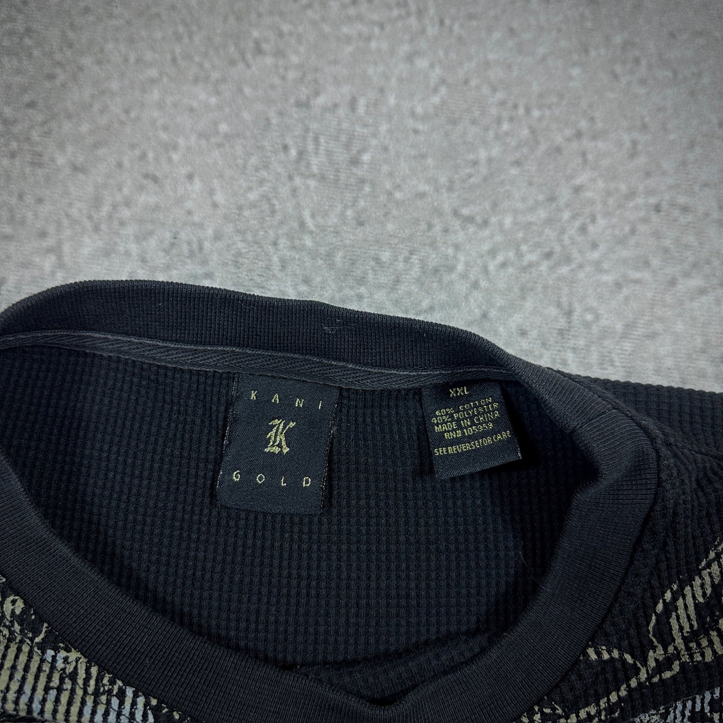 Kani Long Sleeve Thermal Waffle Shirt Y2K Affliction Style 00's - 2XL