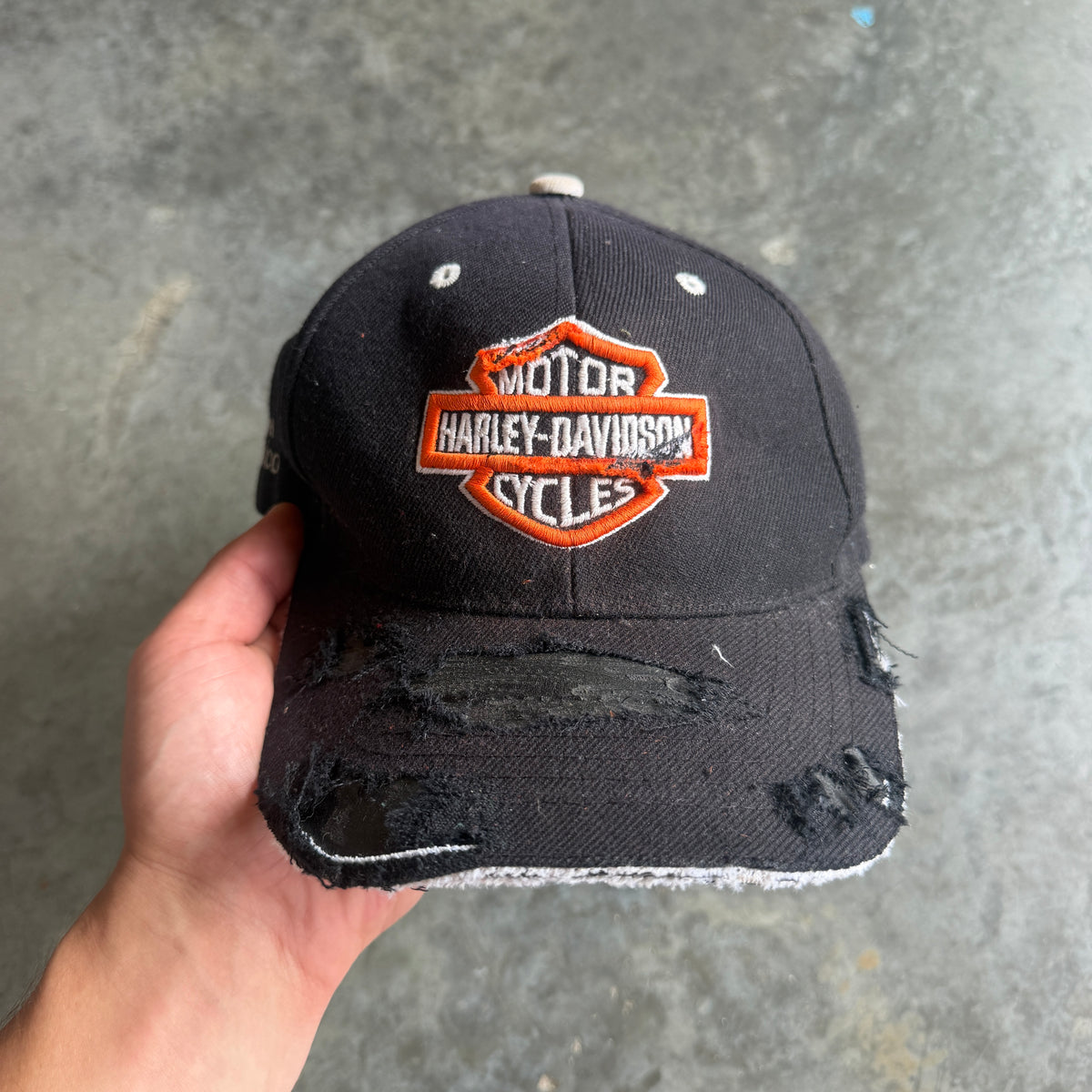 Harley Davidson Thrashed Strapback Hat 90's - OSFA