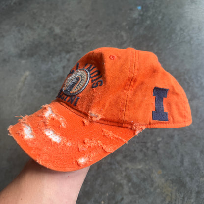 University of Illinois Fighting Illini Adidas RARE Thrashed Hat 90's - OSFA