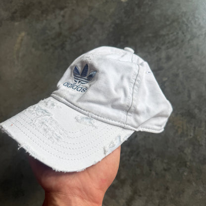 Adidas Trefoil White Thrashed Womens Strapback Hat 00's - OSFA