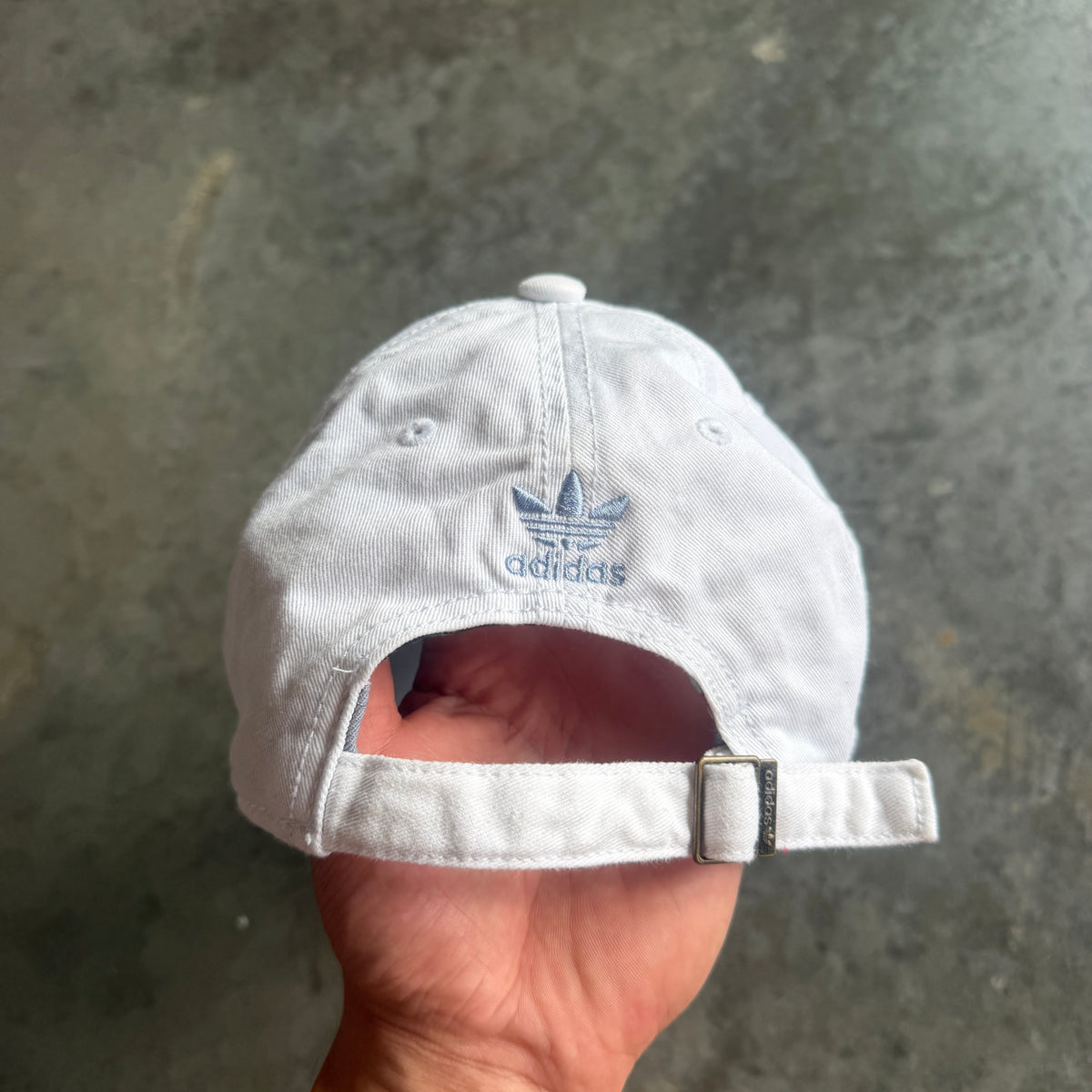 Adidas Trefoil White Thrashed Womens Strapback Hat 00's - OSFA