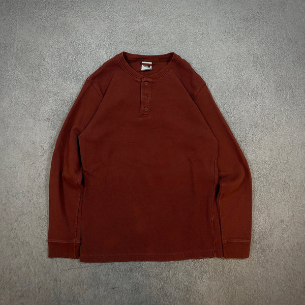 The North Face Thermal Waffle Knit Henley Shirt Rust 00's - S