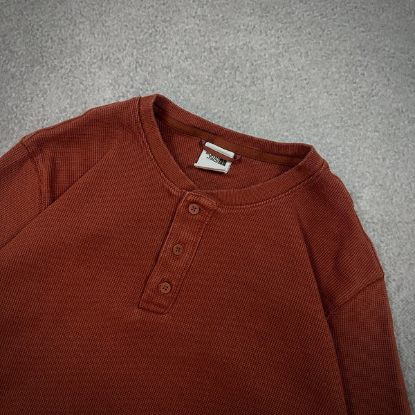 The North Face Thermal Waffle Knit Henley Shirt Rust 00's - S hover