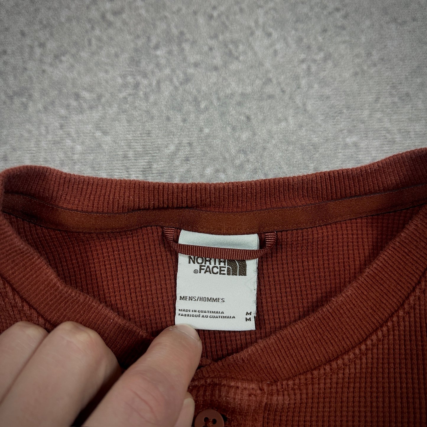 The North Face Thermal Waffle Knit Henley Shirt Rust 00's - S