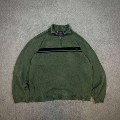 Chaps Knit 1/4 Zip Sweater Pullover Stripe Surf Skate 00's - XL