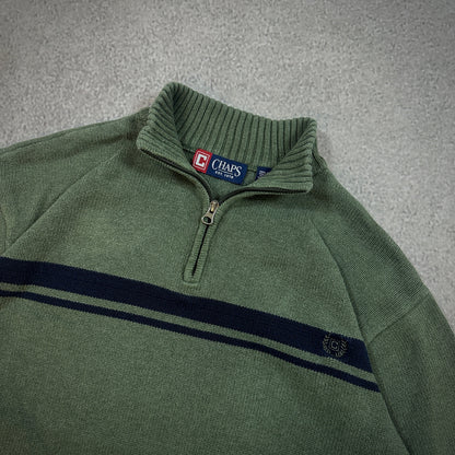 Chaps Knit 1/4 Zip Sweater Pullover Stripe Surf Skate 00's - XL
