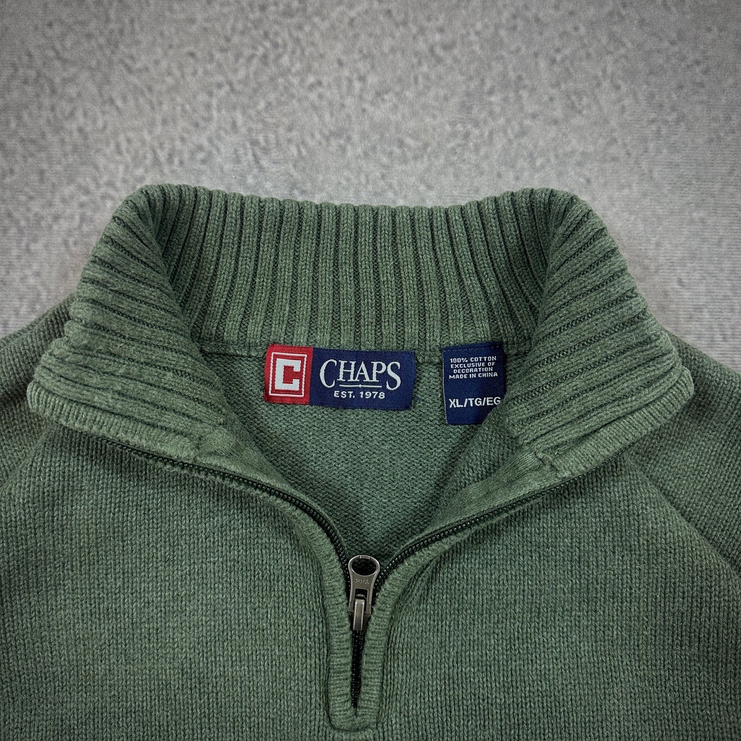 Chaps Knit 1/4 Zip Sweater Pullover Stripe Surf Skate 00's - XL