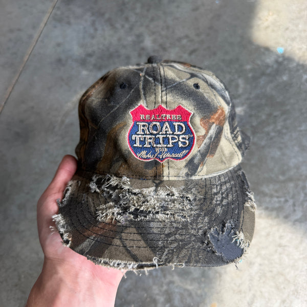 Realtree Road Trip Patch Camo Thrashed Hat Strapback 90's - OSFA
