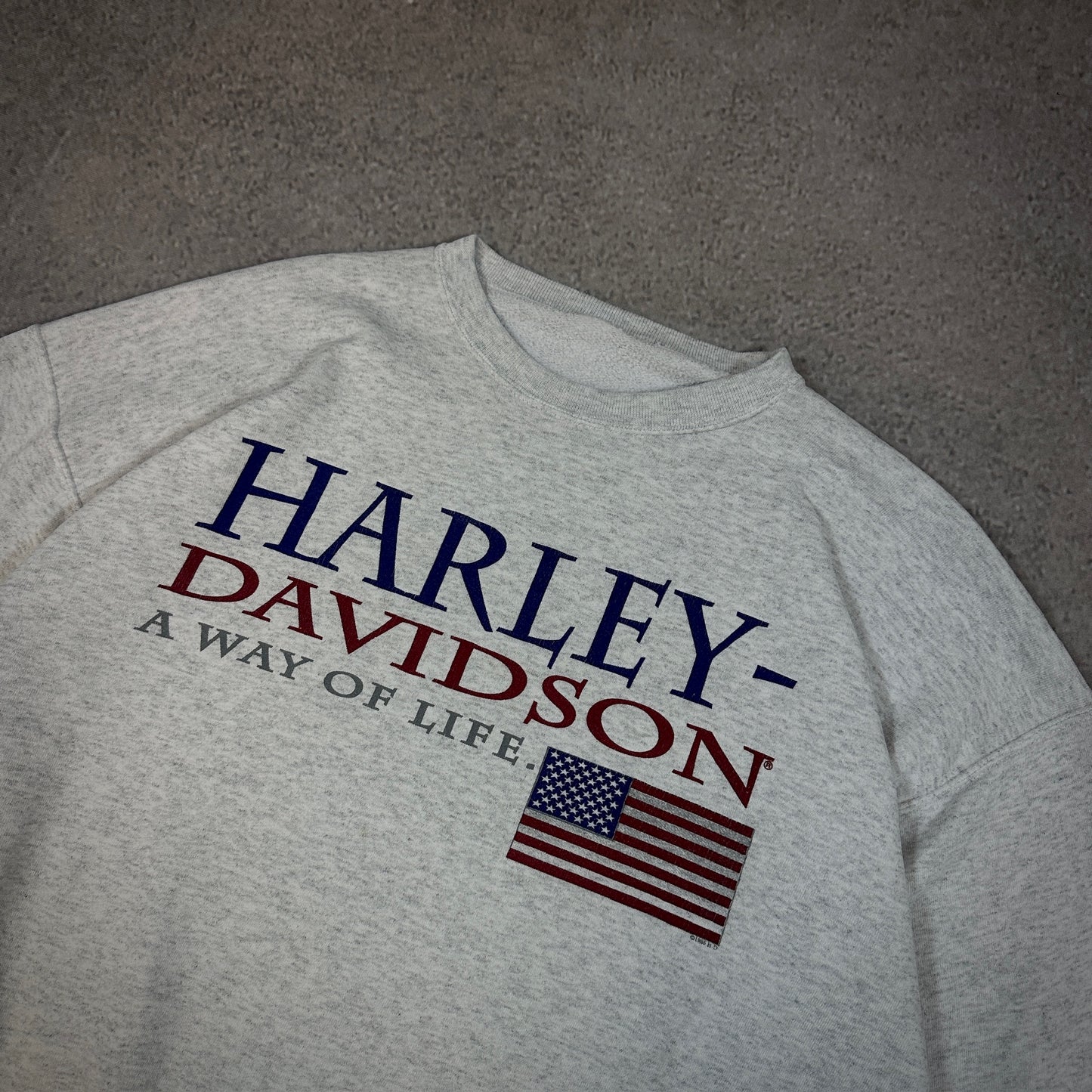 Harley Davidson Way of Life American Flag Sweatshirt Crewneck 90's - XL
