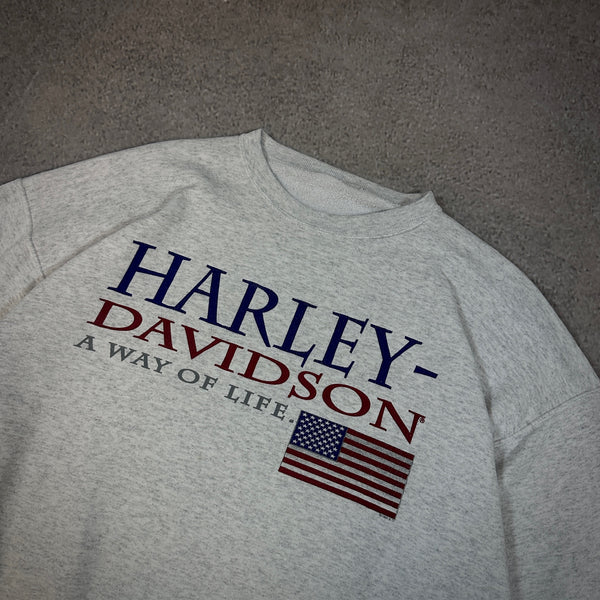 Harley Davidson Way of Life American Flag Sweatshirt Crewneck 90's - XL hover