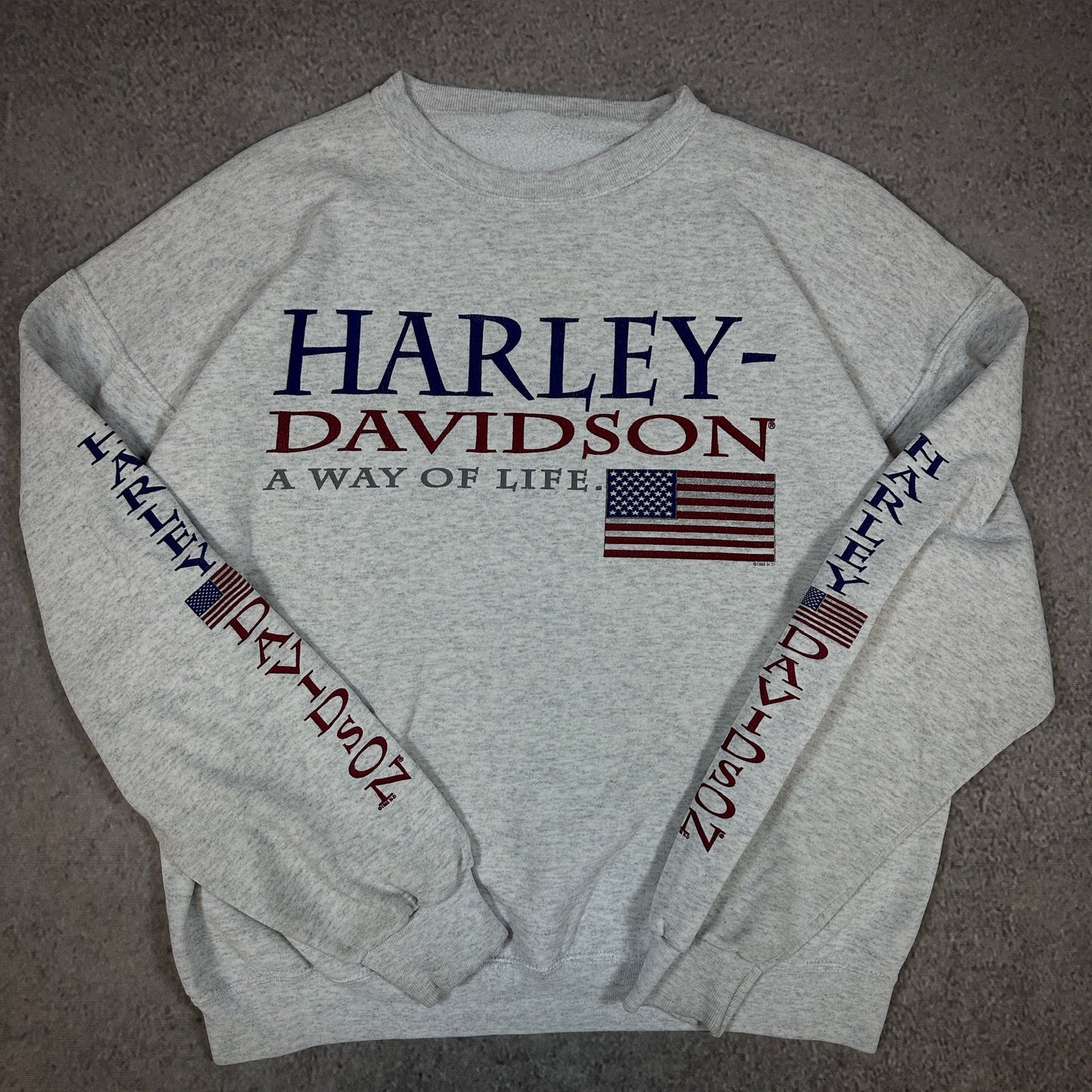 Harley Davidson Way of Life American Flag Sweatshirt Crewneck 90's - XL
